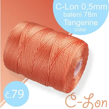 Nit Nylonová nit C-Lon pevná korálková nit. Barva 79 Tangerine. Síla nitě 0,5mm. Balení 78m na cívce.