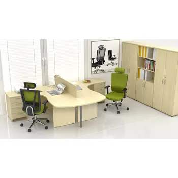 Kancelářská sestava NABYTEK-DESIGNOVY.CZ ZE 2.12P 12 - Sestava kancelářského nábytku Komfort 2.12, javor