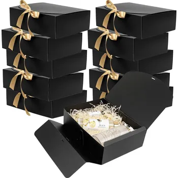 Velká dárková krabice s mašlí na sušenky a cukroví | dárkové balení 3 ks - černý , Rozměry 27 x 20 x 8 cm