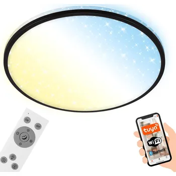 BRILONER Hvězdné nebe CCT LED stropní svítidlo, pr. 33,3 cm, 24 W, 2500 lm, černá - BRILO BRILO 3064-015