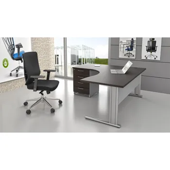 Zahradní sestava NABYTEK-DESIGNOVY.CZ ZEP 1.14 07 - Sestava kancelářského nábytku Komfort 1.14, kaštan/šedá