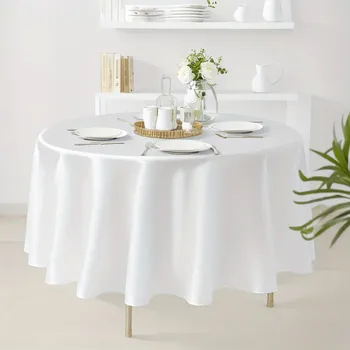 ubrus Bílý saténový ubrus na svatbu a oslavy | svatební dekorace, ubrus na stůl - Bílý , 200 cm