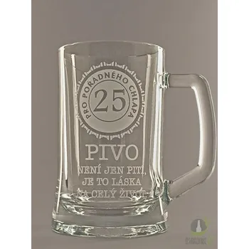 Sklenice Pískovaný půllitr s uchem - 25 let Pivo není jen pití, je to láska na celý život
