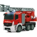 JAMARA Merecedes-Benz Antos FIRE TRUCK 4WD, 1:20, funkční stříkačka a žebřík, zvuk, LED, RTR