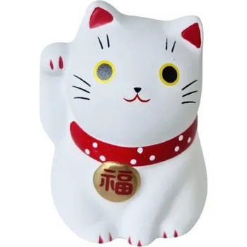 Japonská kočka štěstí Maneki Neko, bílá, 5,5 cm