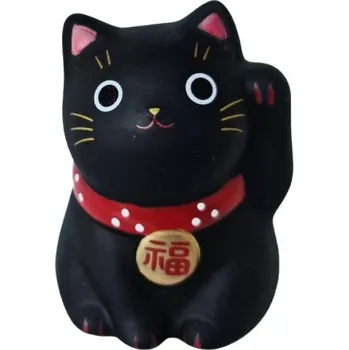 Japonská kočka štěstí Maneki Neko černá, 5,5cm
