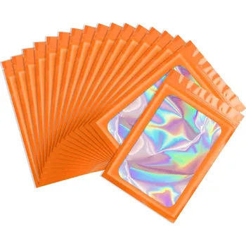 Sáček na potraviny Holografické uzavíratelné zip sáčky | plastové pytlíčky - Pomerančový , 12x20 cm