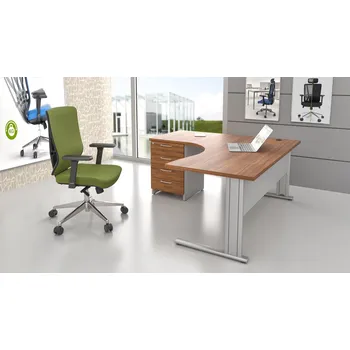 Zahradní sestava NABYTEK-DESIGNOVY.CZ ZEP 1.14 19 - Sestava kancelářského nábytku Komfort 1.14, ořech/šedá