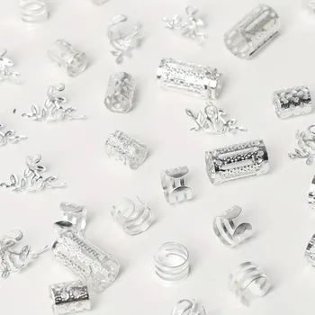 Ozdoba do vlasů Ozdoby a kroužky do vlasů pro účesy | vlasové doplňky 40 ks - Stříbro