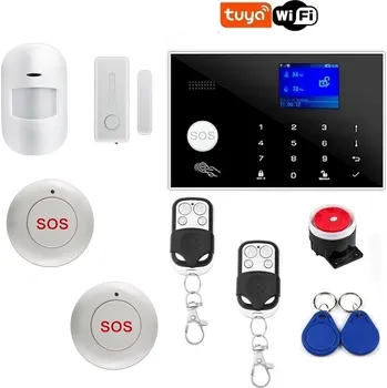 Sada domovního alarmu Wi-Fi GSM alarm systém TUYA W7B (1+1) P3+Tlačítka SOS pro přivolání pomoci