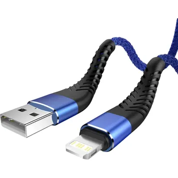 Datový kabel Rychlonabíjecí kabel USB A na Lightning 3 m 3A pro iPhone QC 2.0 3.0 4.0 extra dlouhý kabel pro nabíjení Apple zařízení datový přenos modrá