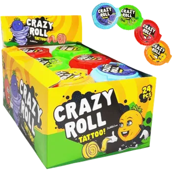 Bonbon Žvýkačka crazy roll s tatto s ovocnou příchutí mix