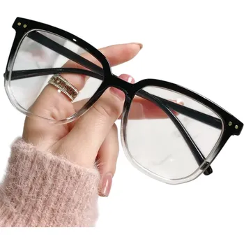 Zdravotnický materiál Plastové hranaté brýle na dálku dioptrie -1,00 Ochrana modrého světla Čiré čočky Stylový unisex design Lehký rám pro každodenní nošení šedá