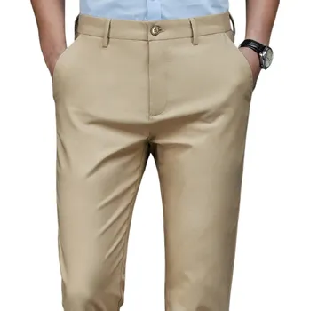 Pánské kalhoty Pánské společenské rovné kalhoty Elegantní kalhoty ve stylu Smart Casual Pohodlný střih na formální i neformální příležitosti khaki 36