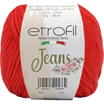 Příze Etrofil Jeans Oranžovočervená 036 (Příze Jeans Oranžovočervená 036)