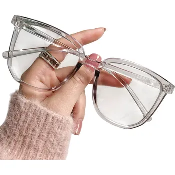 Zdravotnický materiál Plastové hranaté brýle na dálku dioptrie -1,50 Stylový unisex tvar Filtr modrého světla Ochrana zraku Lehký materiál pro celodenní nošení průhledná