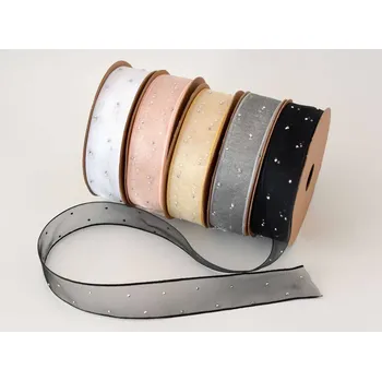 Stuha Stuha s KAMÍNKY š. 2,5 cm, délka 9 m - ZLATÁ