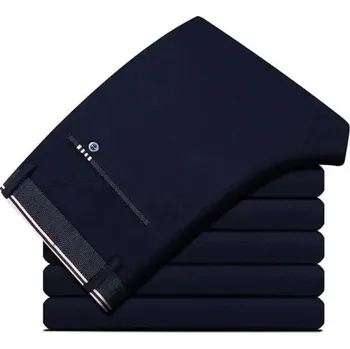 Pánské kalhoty Pánské elegantní kalhoty s elastickým materiálem Rovný střih Formální kalhoty do práce i na společenské akce Pohodlné nošení modrá 38