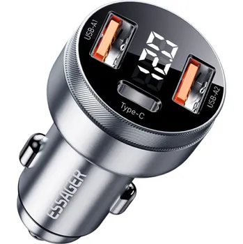 Rychlonabíječka do auta 80W se slotem do zapalovače USB C a 2x USB A PD3.0 QC3.0 nabíjecí adaptér do auta s vícenásobnými porty