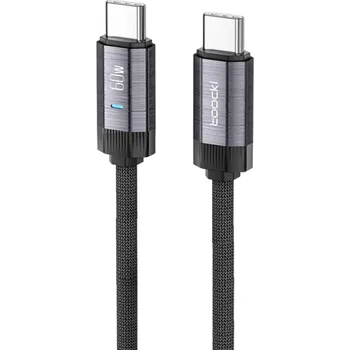 Datový kabel Rychlonabíjecí duální USB C kabel 2 m 60W PD3.1 super rychlé nabíjení LED světlo přenos dat 480 Mb/s USB 2.0 48V 5A synchronizační kabel černá