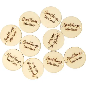 Nášivka Natana dřevěná nášivka 3cm Good things take time