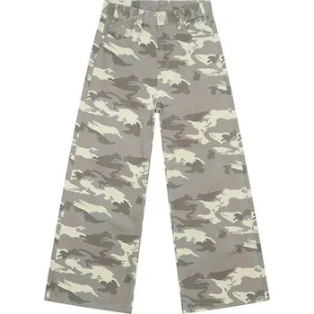 Pánské kalhoty Pánské maskáčové kalhoty s rovným střihem Volné široké nohavice Pohodlné outdoorové kalhoty Ležérní styl Vzdušné army kalhoty šedá S