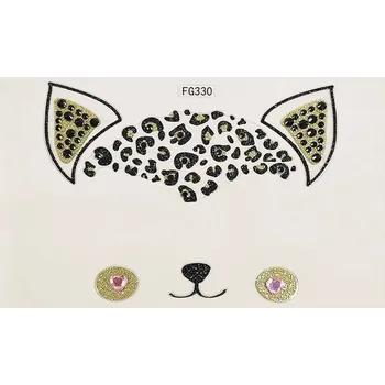 Odstranitelné tetování Třpytivá kočičí tetovací samolepka na obličej a tělo | dočasné tetování, karnevalová ozdoba - F30