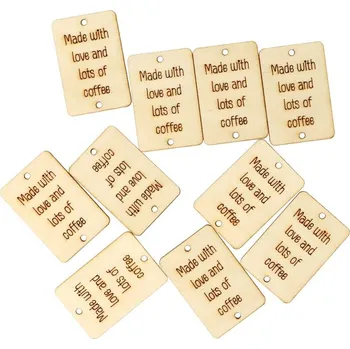 Nášivka Natana dřevěná nášivka 3x2cm Made with love and lots of coffee