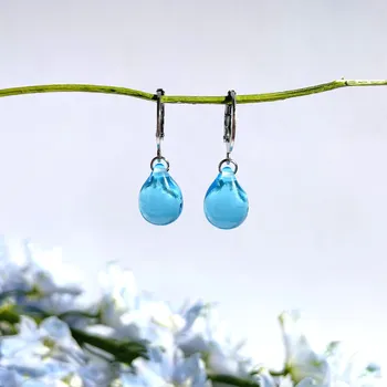 Náušnice Šperk z pravého českého skla - Náušnice Pomněnkové nebe