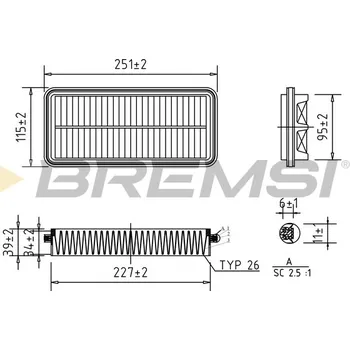 Vzduchový filtr Vzduchový filtr BREMSI FA0609