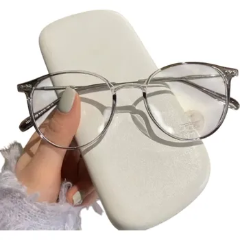 Zdravotnický materiál Kulaté brýle na dálku dioptrie -1,50 Filtr modrého světla Titanové stranice Plastový rám Elegantní unisex brýle pro každodenní nošení šedá