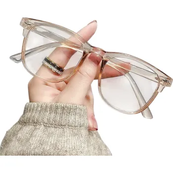 Zdravotnický materiál Plastové brýle na dálku dioptrie -3,00 Titanové nožičky Filtr modrého světla Lehký plastový rám Stylové unisex brýle pro každodenní nošení hnědá