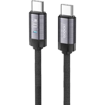Datový kabel Rychlonabíjecí duální USB C kabel 50 cm 100W PD3.1 super rychlé nabíjení LED světlo USB 2.0 48V 5A přenos dat 480 Mb/s krátký synchronizační kabel