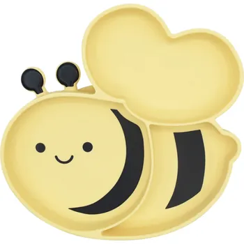 Talíř Melii Silikonový dělený talířek s přísavkou - Bee