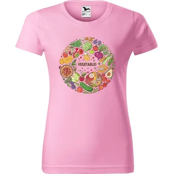 DOBRÝ TRIKO Dámské tričko s potiskem Vegetables Barva: Růžová, Velikost: L