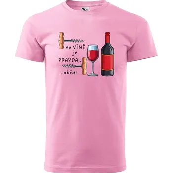 Pánské tričko DOBRÝ TRIKO Pánské tričko s potiskem Ve víně Velikost: L, Barva: Růžová