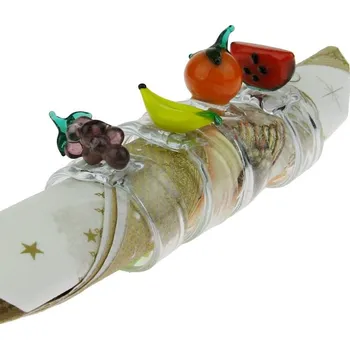 Papírový ubrousek Sada čtyř skleněných kroužků na ubrousky Ovoce - varianta I. (Držáčky na ubrousky ze skla)