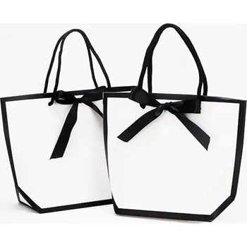 Dárková taška Bílé papírové dárkové tašky s uchy | dárkové balení 5 ks - Bílý , Rozměry 17 x 14 x 7 cm