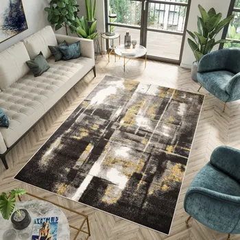 Koberec Moderní koberec Fiesta - abstrakt 2 - černý/žlutý Rozměr koberce: 133x190 cm