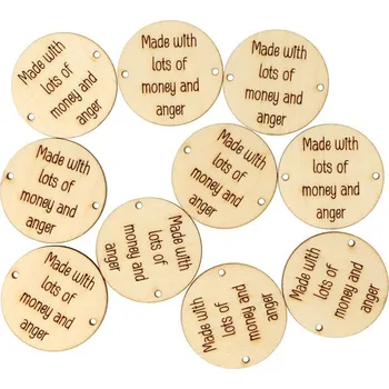 Nášivka Natana dřevěná nášivka 3cm Made with lots of money and anger