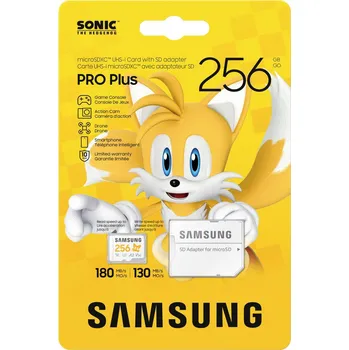 Paměťová karta Samsung Sonic Edition - Tails paměťová karta microSDXC Retail 256 GB A2 Application Performance Class, v30 Video Speed Class, UHS-I U3 Zvláštní edice „Sonic