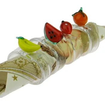 Papírový ubrousek Sada čtyř skleněných kroužků na ubrousky Ovoce - varianta II. (Držáčky na ubrousky ze skla)