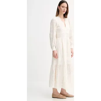 Dámské šaty Bavlněné šaty BOSS Orange 50538358 béžová 01X, vel. 38