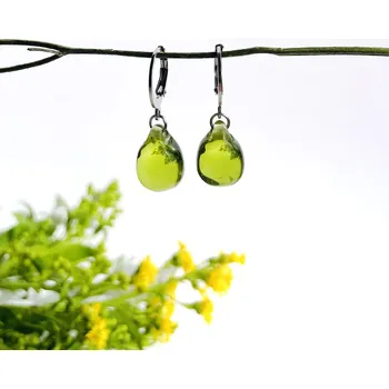 Náušnice Šperk z pravého českého skla - Náušnice Mechový háj