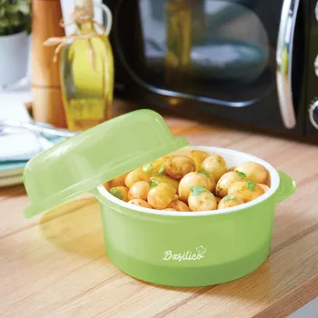 Hrnec 3Pagen Hrnec na brambory do mikrovlnky světle zelená výška 10,5 cm