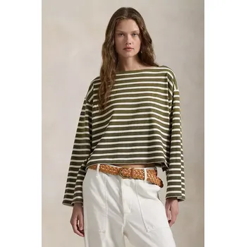 Bavlněné tričko s dlouhým rukávem Polo Ralph Lauren zelená barva, 211959103 77X, vel. L