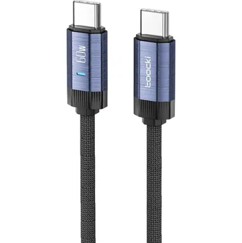 Datový kabel Rychlonabíjecí duální USB C kabel 1 m 60W PD3.1 super rychlé nabíjení LED světlo přenos dat 480 Mb/s synchronizační kabel USB 2.0 48V 5A modrá