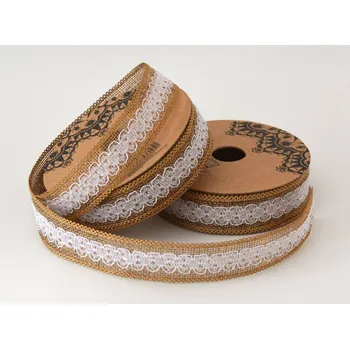 Stuha Stuha S KRAJKOU imitace juty 2,5 cm x 6,4 metrů