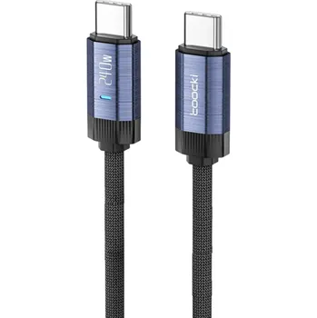 Datový kabel Rychlonabíjecí duální USB C kabel 2 m 240W PD3.1 super rychlé nabíjení LED světlo USB 2.0 48V 5A přenos dat 480 Mb/s kabel pro synchronizaci modrá