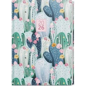 Diář BALOUŠEK TISK Diář denní - David - Lamino - A5 - Kaktus 2026 / 20,5cm x 14,3cm / BDD9-4-26